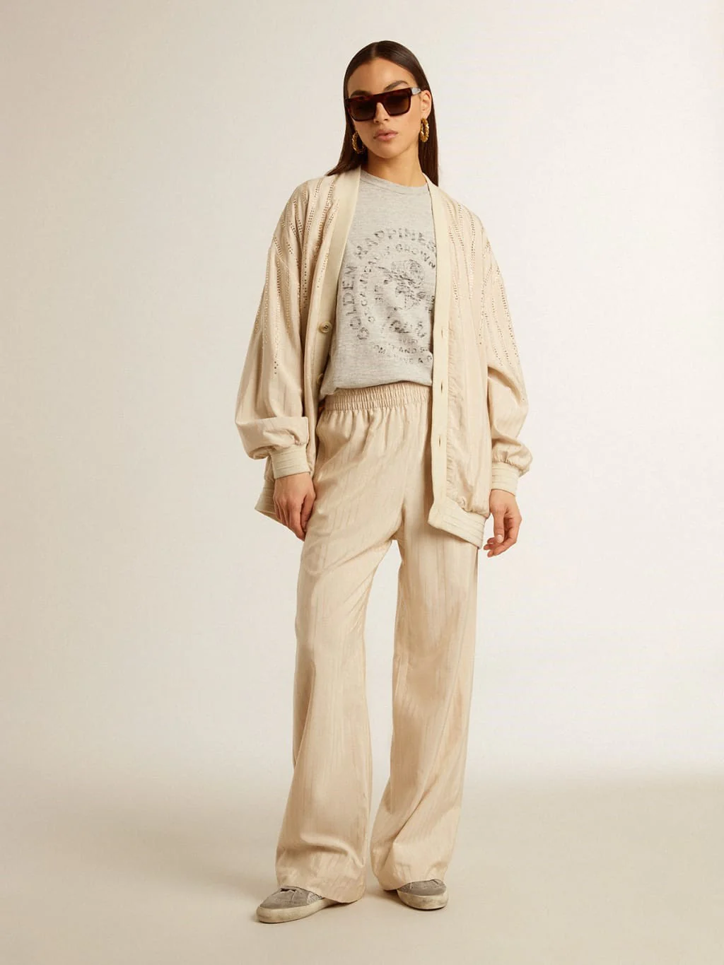 Cárdigan Golde Goose Journey Silkviscose Pinstripes Mujer - Image 5