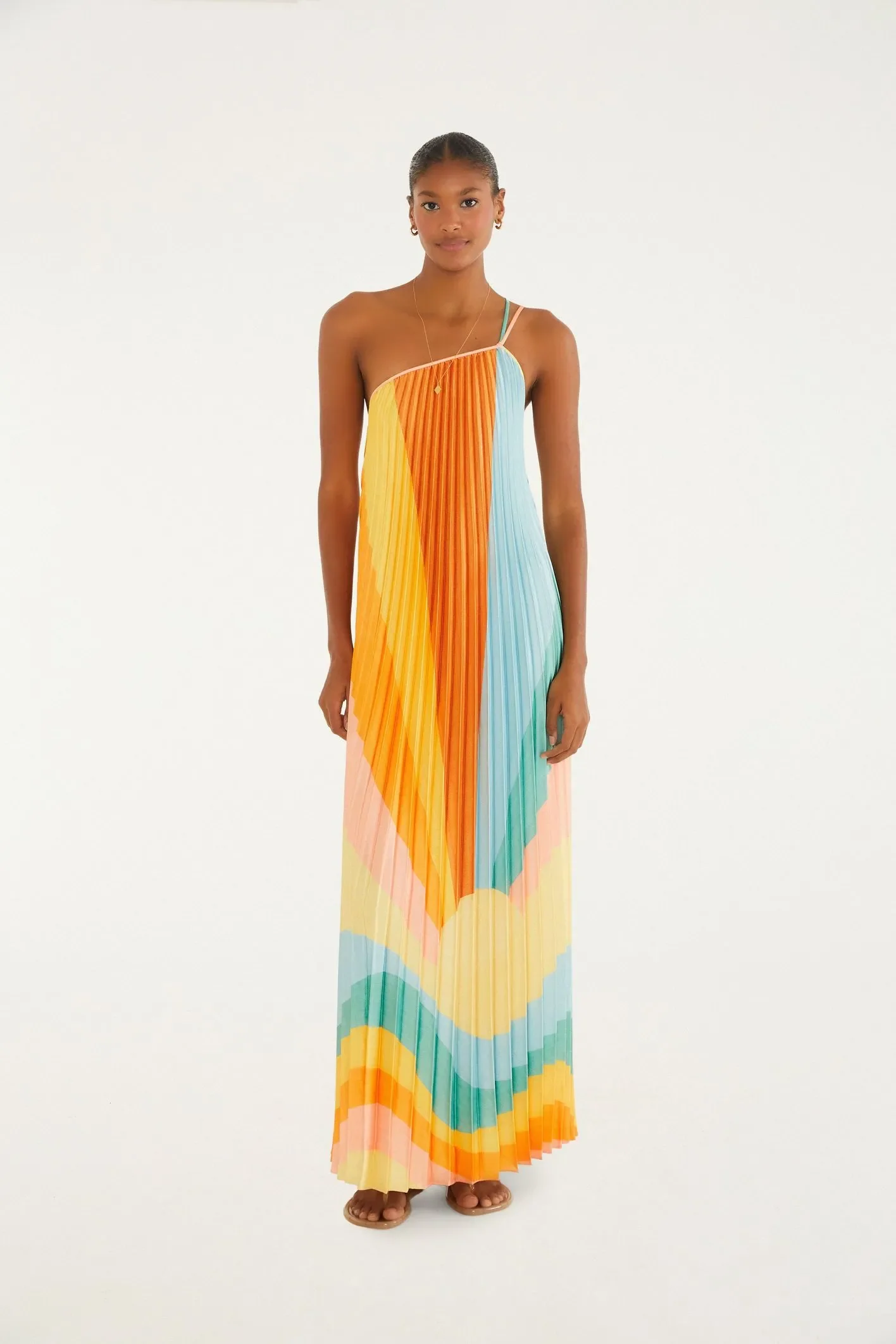 Maxi Vestido Plissado Paisagem Carioca