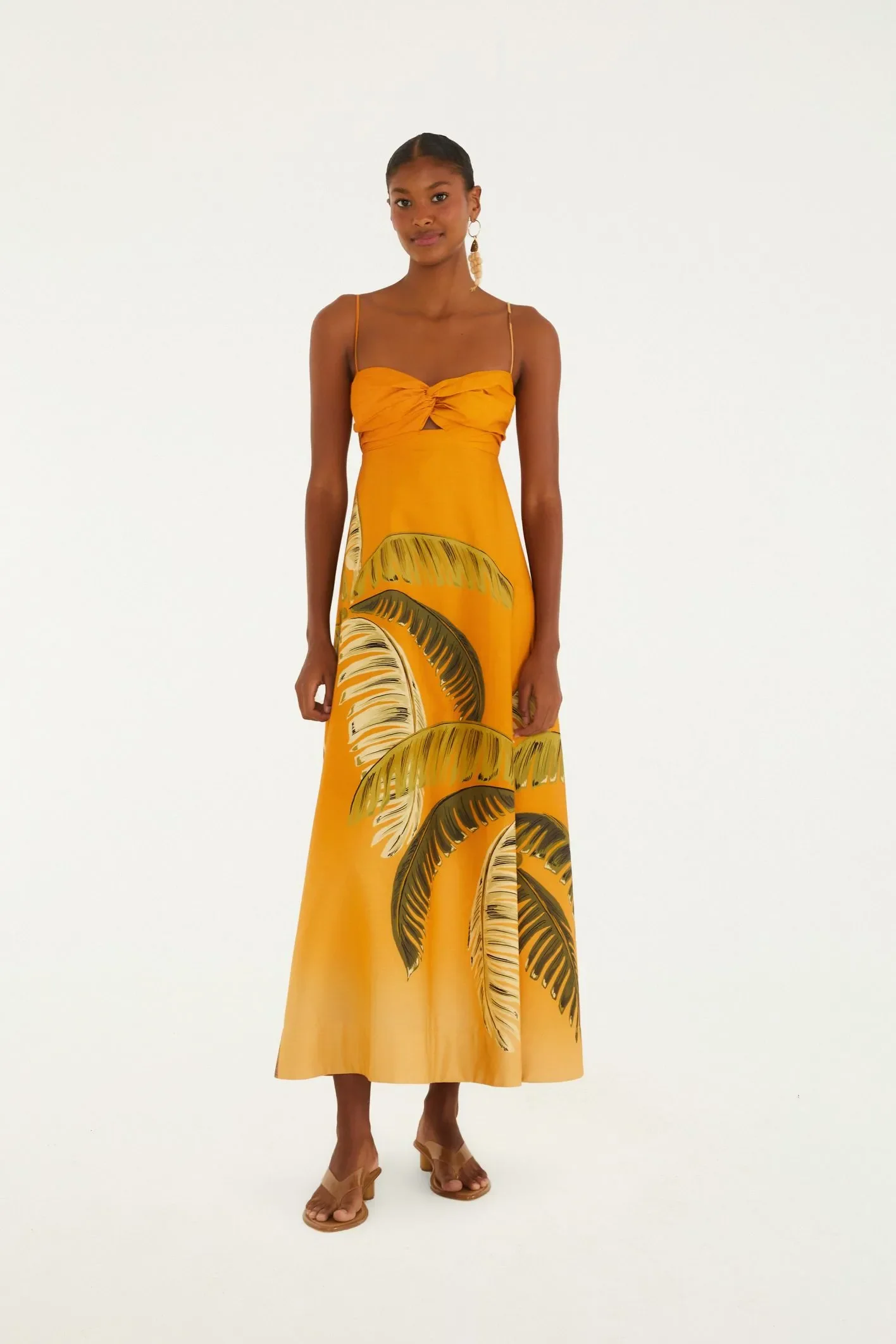 Midi Vestido Itacare Coqueiro Laranja