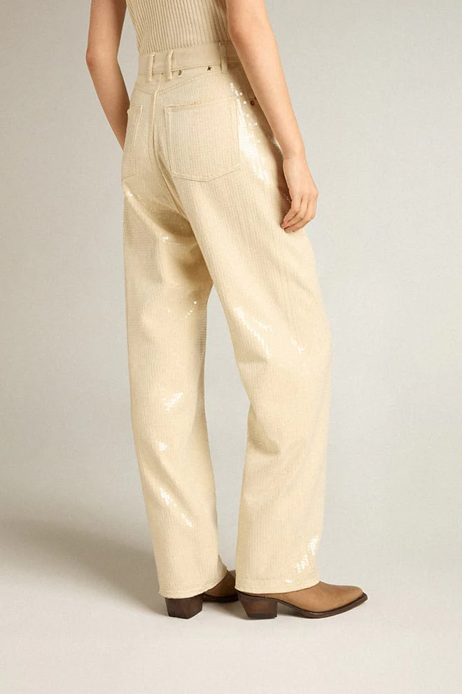 Pantalon Denim Golden Goose Journey Kim Sequins Embroidered Mujer - Image 4