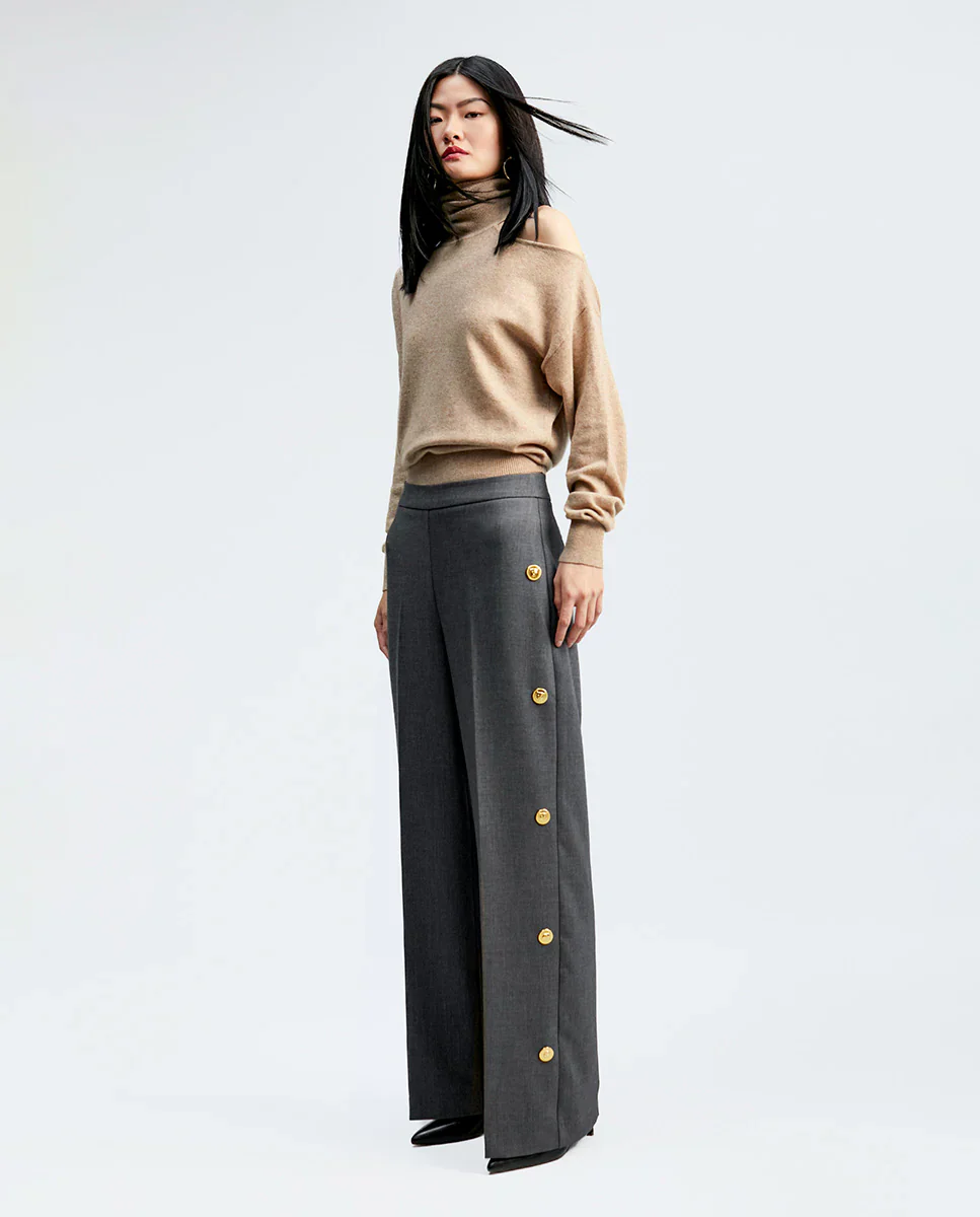 Pantalón Wide-Leg Con Snap-Button Detail