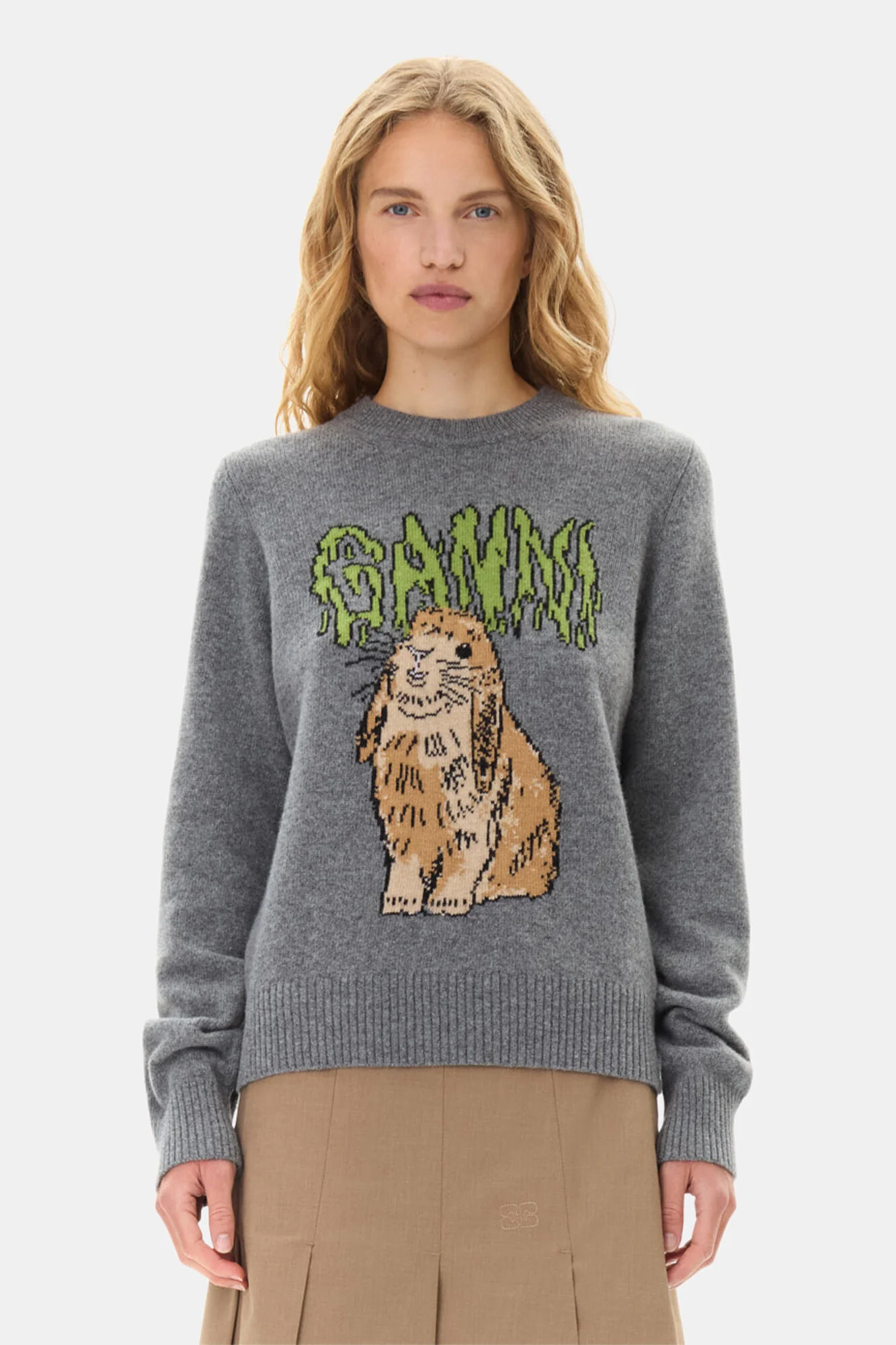 Jersey Graphic Wool Mix Bunny Crewneck - Image 2