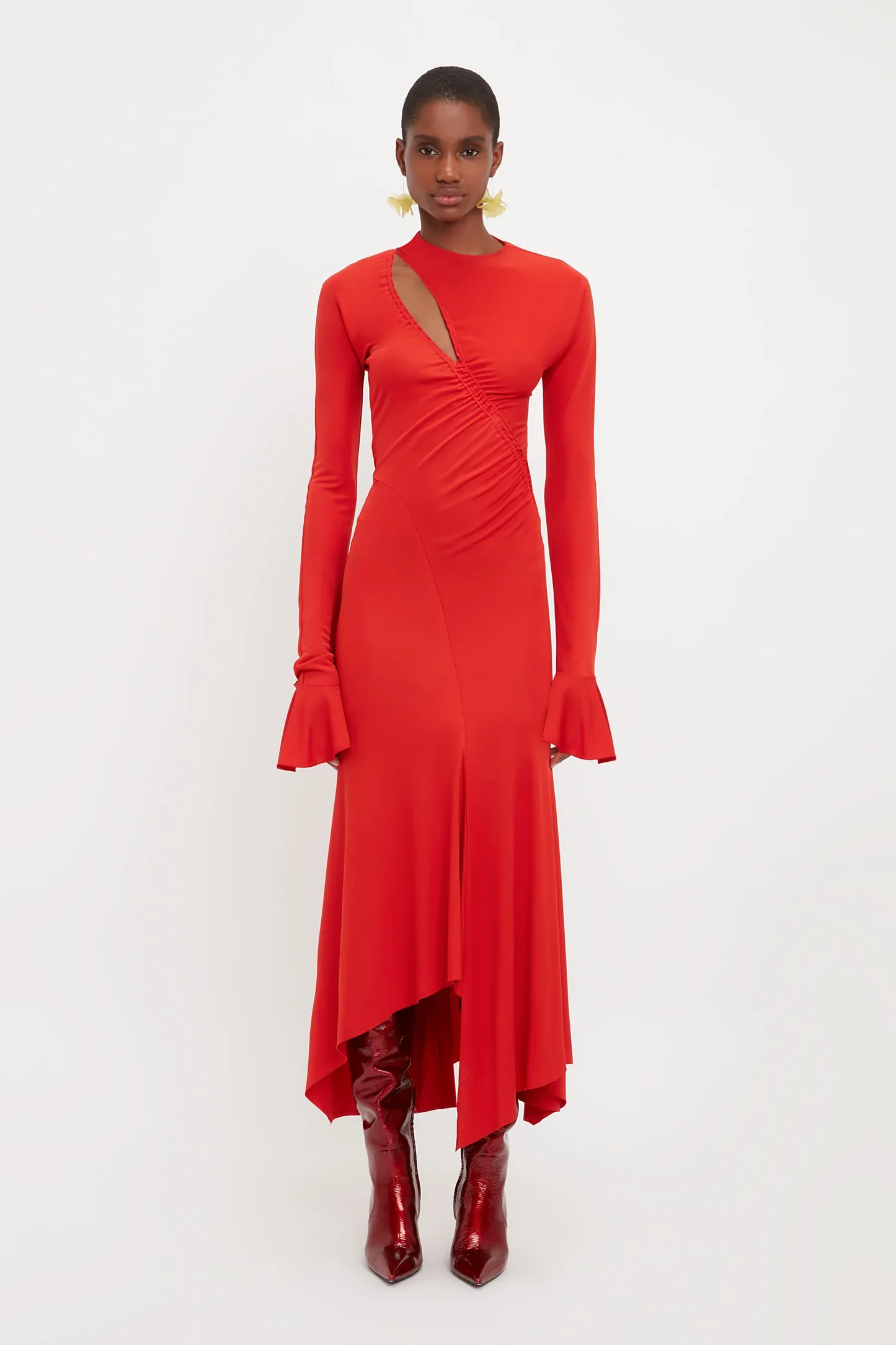Midi Vestido Asymmetric Slash Jersey