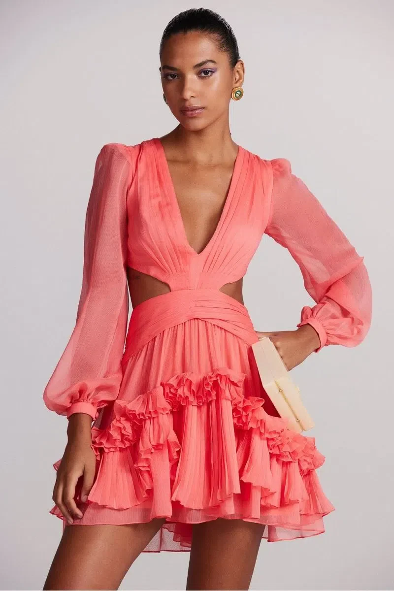 Mini Vestido Turner Chiffon Ruffled