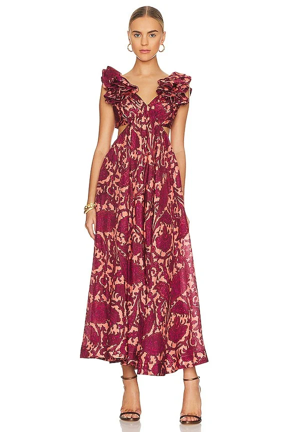 Midi Vestido Tiggy Frill Shoulder